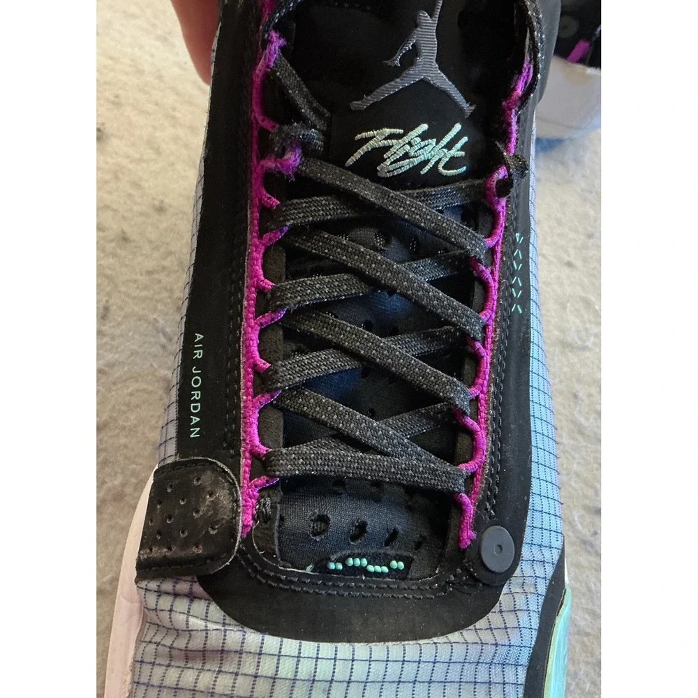Air Jordan 34 Blue Void Basketball Shoes AR3240-400 Size 11 Green Pink Black